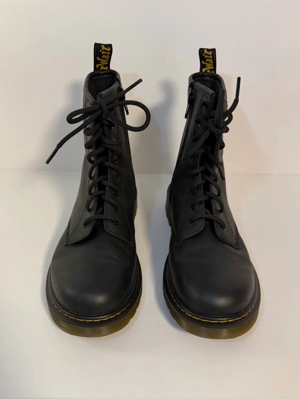 Dr. Martens 1460 Y Leather Combat Boots Lace Up Side Zipper Black Unisex US 5
